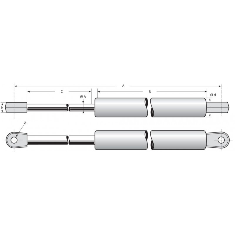 Vérin à gaz X AUTOHAUX 400N Universel Tige de support hydraulique